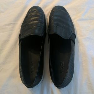 Black Leather Vince Perforated Slip On Sneakers